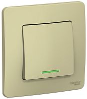 Переключатель с подсветкой с рамкой Systeme Electric Blanca 1-кл. проходной бежевый картинка